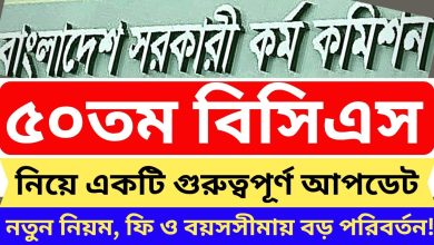 Photo of 50th BCS Circular 2025 www.bpsc.gov.bd: Post 2155